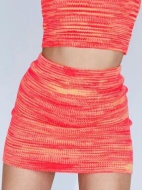 Princess Polly Knit Mini Skirt Bright Orange Yellow Size XS S New